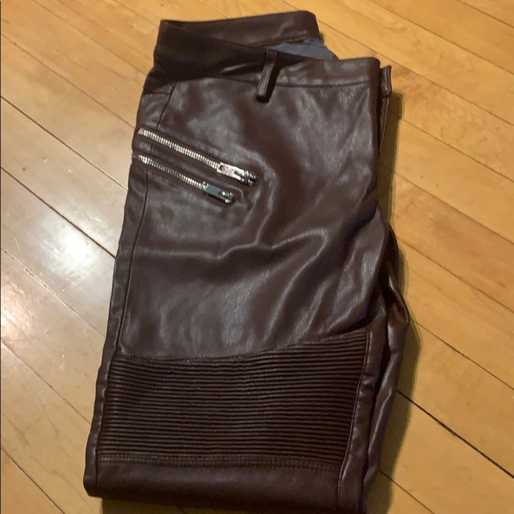 Zara brown pleather pant size 28